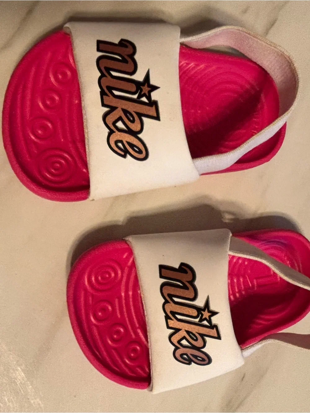 Nike Toddler Pink & White Slide Sandals Slingback Size 4C